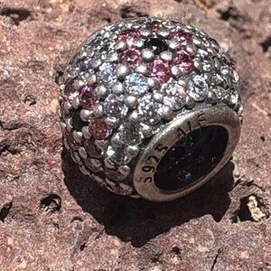 Pandora Sterling Silver Pave Pink Flower CZ Charm
